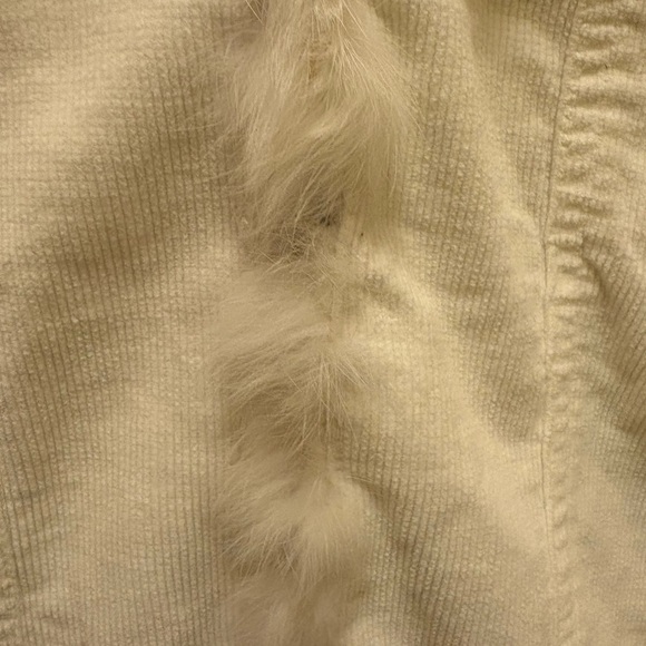 Vintage Y2K Sheri Bodell Corduroy White 100% Rabbit Fur Trim Jacket Sz XS - Picture 7 of 16